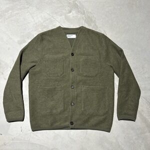 Universal Works Wool Blend Cardigan Jacket Green Men's Size M Made In Portugal